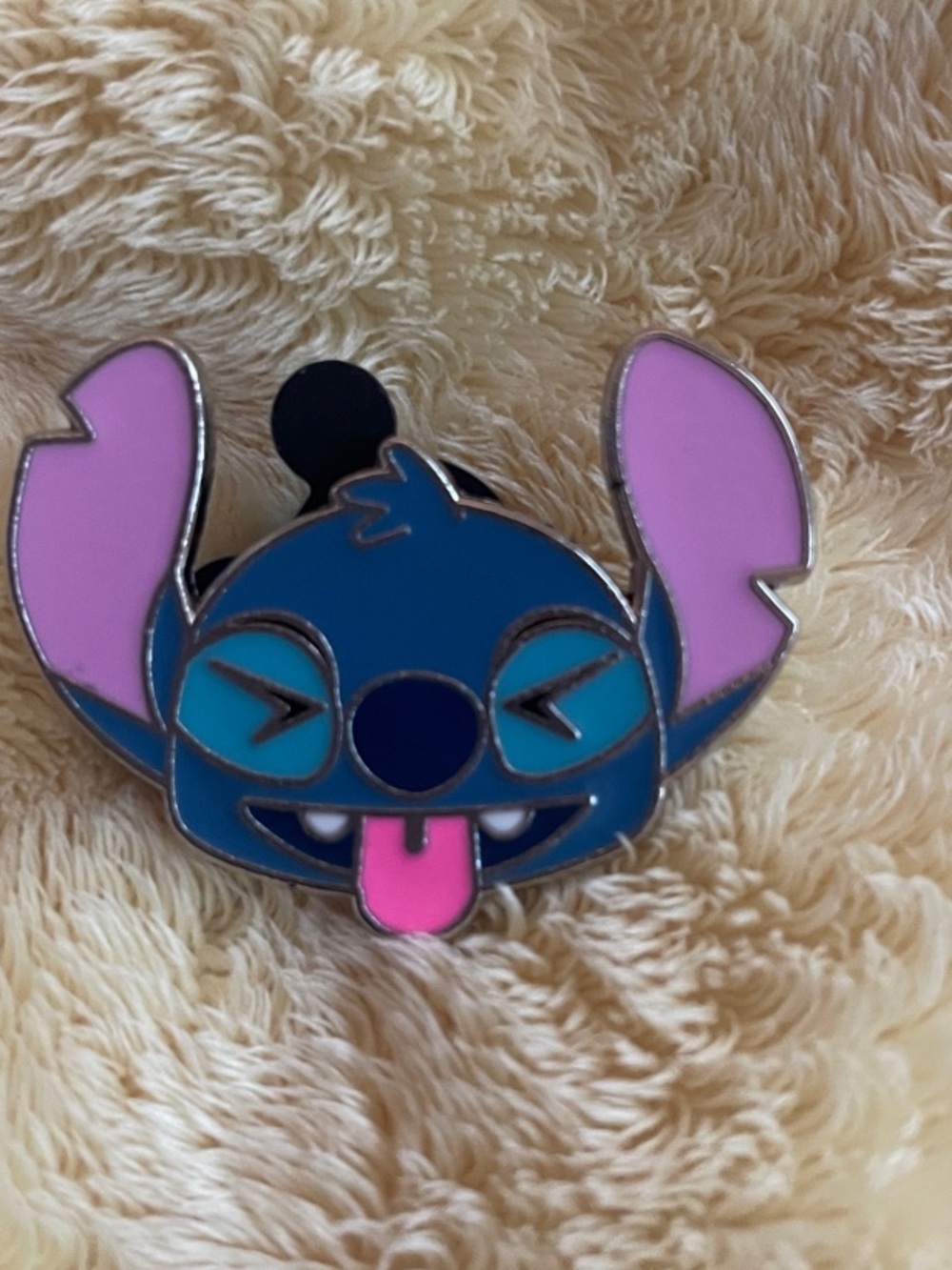Disney Stitch Enamel Pin with Pink Ears